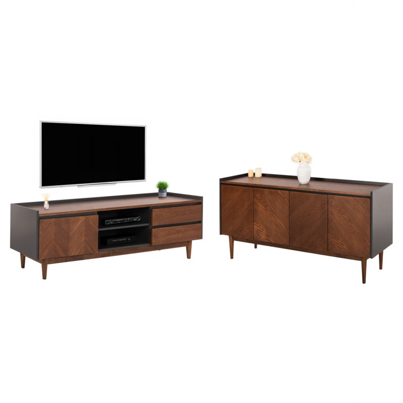 ΣΕΤ ΜΠΟΥΦΕΣ & ΕΠΙΠΛΟ ΤΗΛΕΟΡΑΣΗΣ ΒEEN HM21344 MDF ΜΕ ΚΑΠΛΑΜΑ ΚΑΡΥΔΙΑΣ