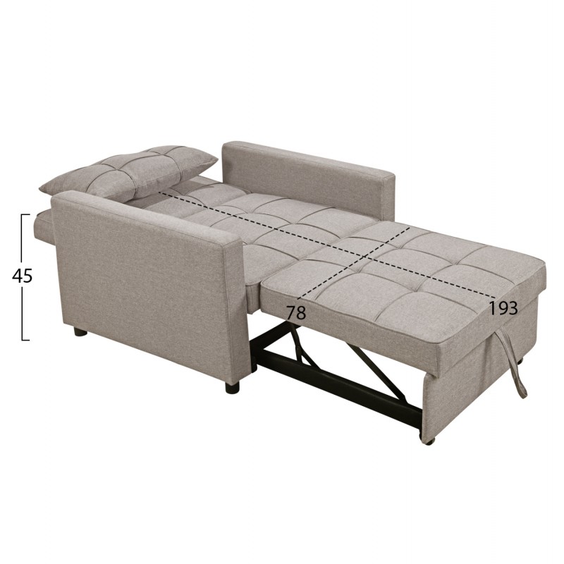 ΠΟΛΥΘΡΟΝΑ-ΚΡΕΒΑΤΙ MERO HM3306.03 ΜΠΕΖ ΥΦΑΣΜΑ 98x85x88Υεκ.