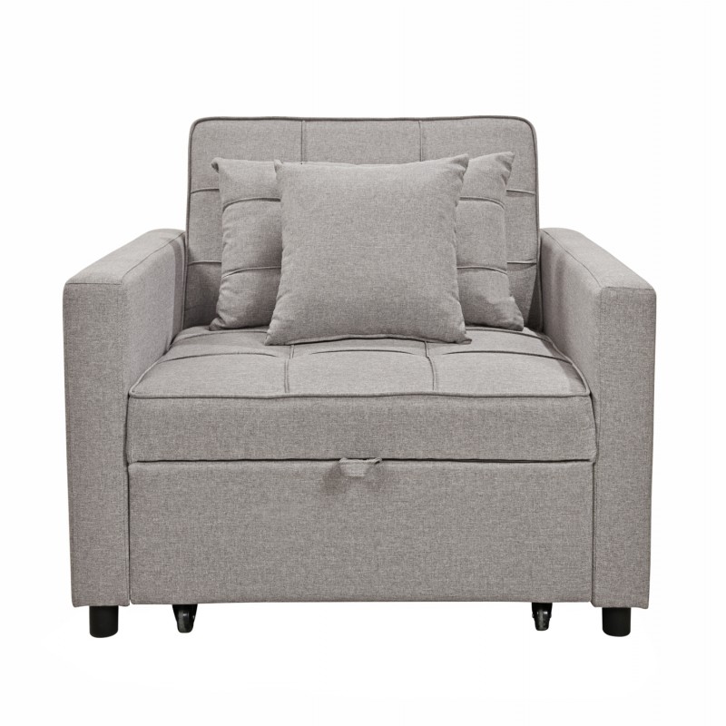 ΠΟΛΥΘΡΟΝΑ-ΚΡΕΒΑΤΙ MERO HM3306.03 ΜΠΕΖ ΥΦΑΣΜΑ 98x85x88Υεκ.
