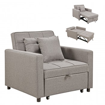 ΠΟΛΥΘΡΟΝΑ-ΚΡΕΒΑΤΙ MERO HM3306.03 ΜΠΕΖ ΥΦΑΣΜΑ 98x85x88Υεκ.