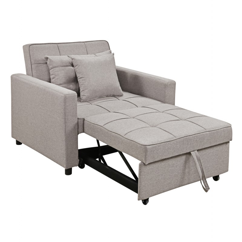ΠΟΛΥΘΡΟΝΑ-ΚΡΕΒΑΤΙ MERO HM3306.03 ΜΠΕΖ ΥΦΑΣΜΑ 98x85x88Υεκ.