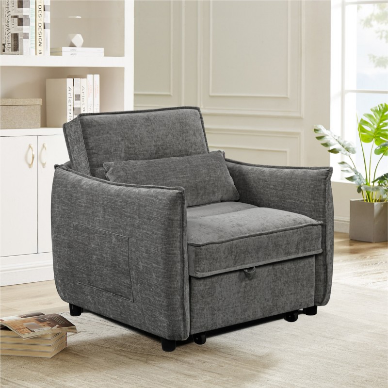 ΠΟΛΥΘΡΟΝΑ-ΚΡΕΒΑΤΙ ORYN HM3307.01 ΓΚΡΙ ΥΦΑΣΜΑ 89x85x84Υεκ.