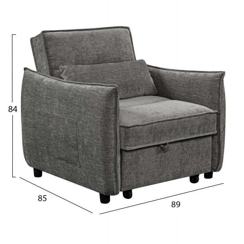 ΠΟΛΥΘΡΟΝΑ-ΚΡΕΒΑΤΙ ORYN HM3307.01 ΓΚΡΙ ΥΦΑΣΜΑ 89x85x84Υεκ.