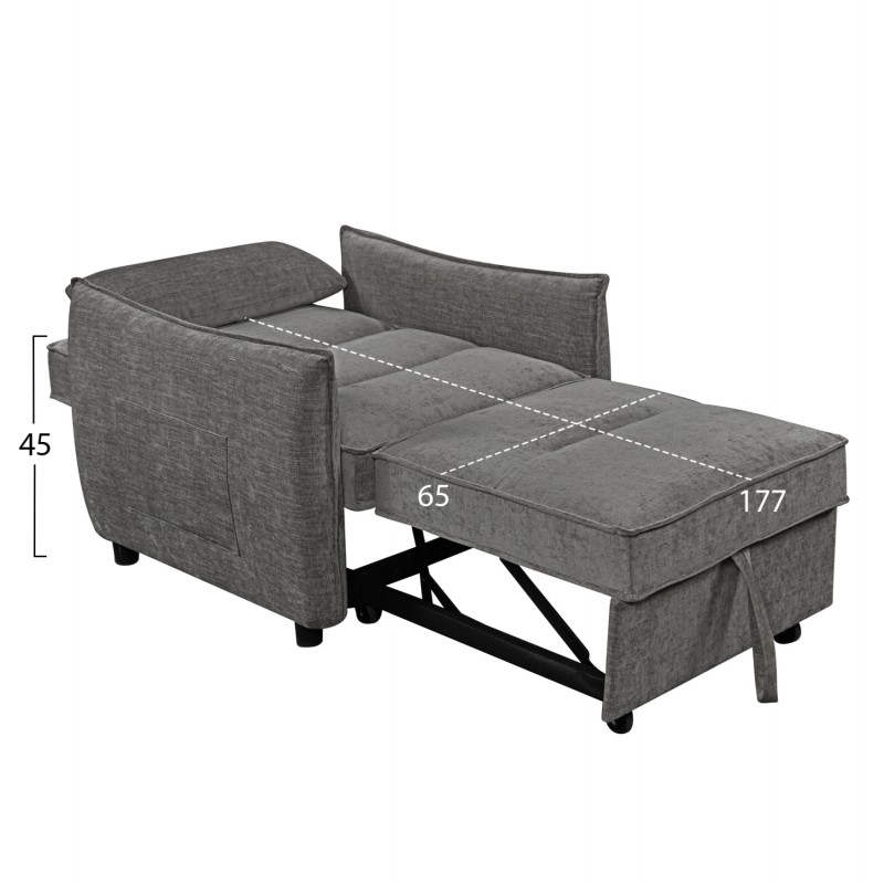 ΠΟΛΥΘΡΟΝΑ-ΚΡΕΒΑΤΙ ORYN HM3307.01 ΓΚΡΙ ΥΦΑΣΜΑ 89x85x84Υεκ.