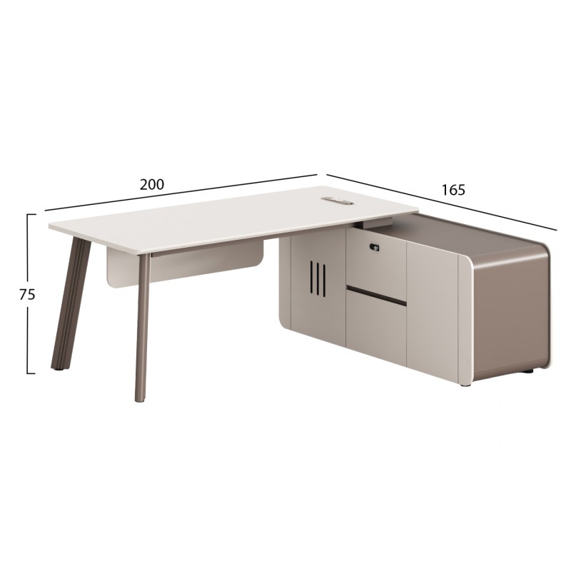 ΓΡΑΦΕΙΟ ΔΕΞΙΑ ΓΩΝΙΑ NEWLINE HM18271R ΜΕΛΑΜΙΝΗ ΕΚΡΟΥ-ΑΝΟΙΧΤΟ ΚΑΦΕ 200x165x75Υεκ