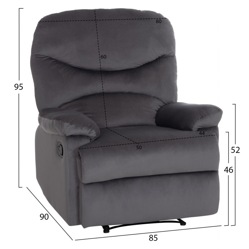 ΠΟΛΥΘΡΟΝΑ RELAX BRAYLEN HM3298.01 ΓΚΡΙ ΒΕΛΟΥΔΟ 85x90x95Υεκ.