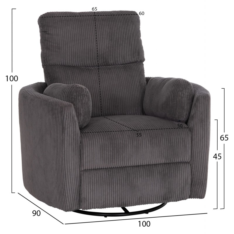 ΠΟΛΥΘΡΟΝΑ ΘΗΛΑΣΜΟΥ/RELAX VELMORA HM3300.01 ΓΚΡΙ ΚΟΤΛΕ ΥΦΑΣΜΑ 100x90x100Υεκ
