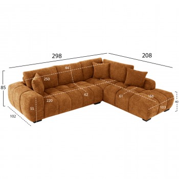 ΚΑΝΑΠΕΣ ΓΩΝΙΑ (ΔΕΞΙΑ) COVEN HM3266.02R ΚΕΡΑΜΙΔΙ ΥΦΑΣΜΑ 298x102-208x85Υεκ.