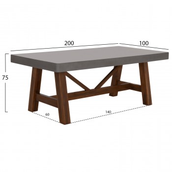 ΤΡΑΠΕΖΙ ΤΡΑΠΕΖΑΡΙΑΣ MAEVE HM6575.01 ΓΚΡΙ FIBER CEMENT--ΞΥΛΟ ΑΚΑΚΙΑΣ 200x100x75Υεκ