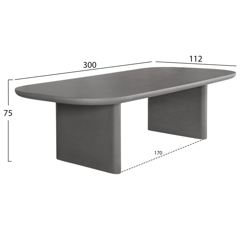 ΤΡΑΠΕΖΙ ΤΡΑΠΕΖΑΡΙΑΣ AZAMI HM6601.01 ΓΚΡΙ FIBER CEMENT 300x112x75Υεκ.
