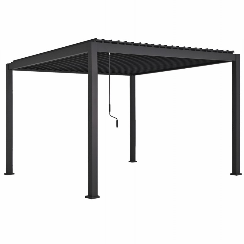 ΠΕΡΓΚΟΛΑ-ΚΙΟΣΚΙ ΜΕ ΜΕΤΑΛΛΙΚΕΣ ΠΕΡΣΙΔΕΣ DOMECIL HM6611.01 ΑΛΟΥΜΙΝΙΟ ΜΑΥΡΟ 300x300x240Υεκ