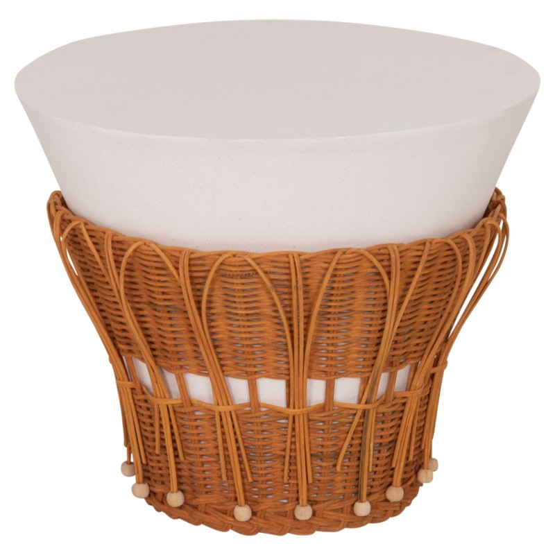 ΤΡΑΠΕΖΙ ΒΟΗΘΗΤΙΚΟ PERRAL HM18164.02S FIBER CEMENT ΛΕΥΚΟ-ΦΥΣΙΚΟ RATTAN--Φ42x36Υεκ