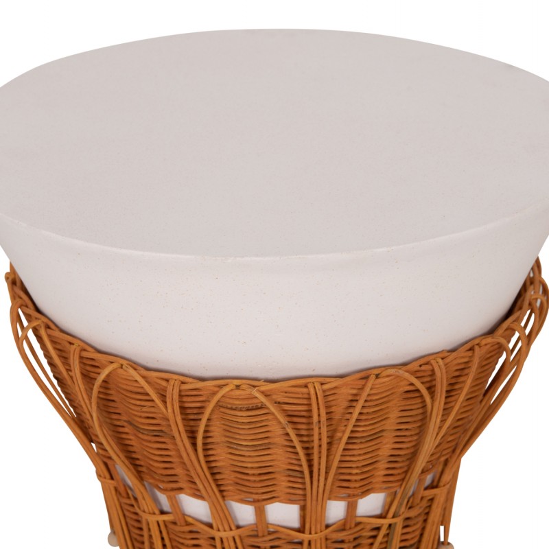 ΤΡΑΠΕΖΙ ΒΟΗΘΗΤΙΚΟ PERRAL HM18164.02S FIBER CEMENT ΛΕΥΚΟ-ΦΥΣΙΚΟ RATTAN--Φ42x36Υεκ