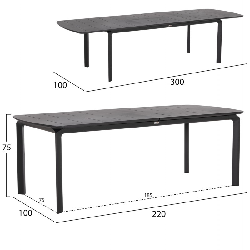 ΤΡΑΠΕΖΙ ΕΠΕΚΤΕΙΝΟΜΕΝΟ SYMPO HM6415.01 ΓΚΡΙ ΑΛΟΥΜΙΝΙΟ 220-300x100x75Υεκ