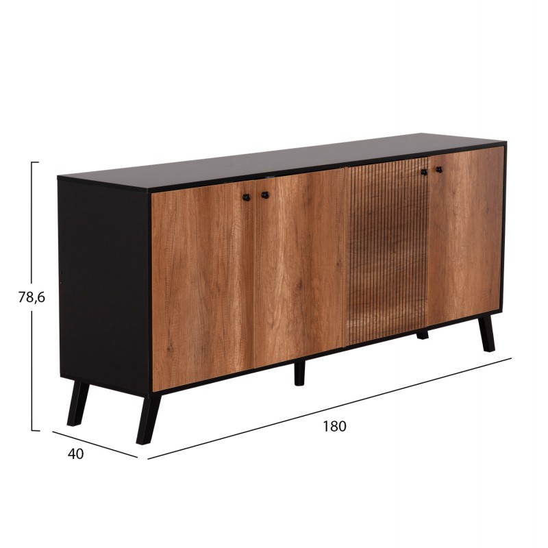 ΜΠΟΥΦΕΣ ΜΕΛΑΜΙΝΗΣ KRUDEN HM9446.11 ΜΑΥΡΟ-ΦΥΣΙΚΟ 180x40x78.6Υεκ.