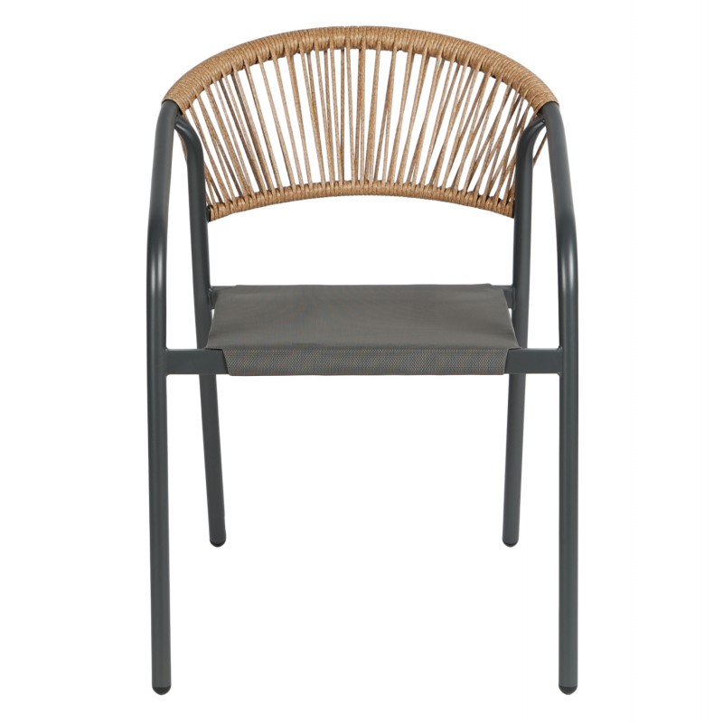 ΠΟΛΥΘΡΟΝΑ HOMAN HM6430.01 ΓΚΡΙ ΜΕΤΑΛΛΟ & TEXTILENE--ΜΠΕΖ P.E.RATTAN 53,5x62x75Υεκ