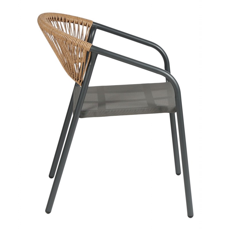 ΠΟΛΥΘΡΟΝΑ HOMAN HM6430.01 ΓΚΡΙ ΜΕΤΑΛΛΟ & TEXTILENE--ΜΠΕΖ P.E.RATTAN 53,5x62x75Υεκ