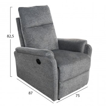 ΠΟΛΥΘΡΟΝΑ RELAX ΜΕ ΗΛΕΚΤΡΙΚΗ ΑΝΑΚΛΙΣΗ SYNTHIA HM3309.03 ΓΚΡΙ ΥΦΑΣΜΑ 75x87x102Yεκ