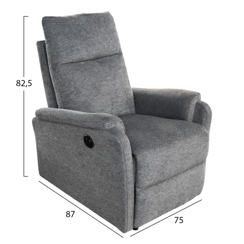 ΠΟΛΥΘΡΟΝΑ RELAX ΜΕ ΗΛΕΚΤΡΙΚΗ ΑΝΑΚΛΙΣΗ SYNTHIA HM3309.03 ΓΚΡΙ ΥΦΑΣΜΑ 75x87x102Yεκ