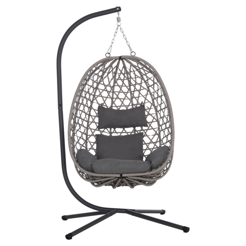 ΚΡΕΜΑΣΤΗ ΦΩΛΙΑ NESTA HM6468.01 ΓΚΡΙ ΜΕΤΑΛΛΟ & P.E.RATTAN 100x100x190Υεκ.
