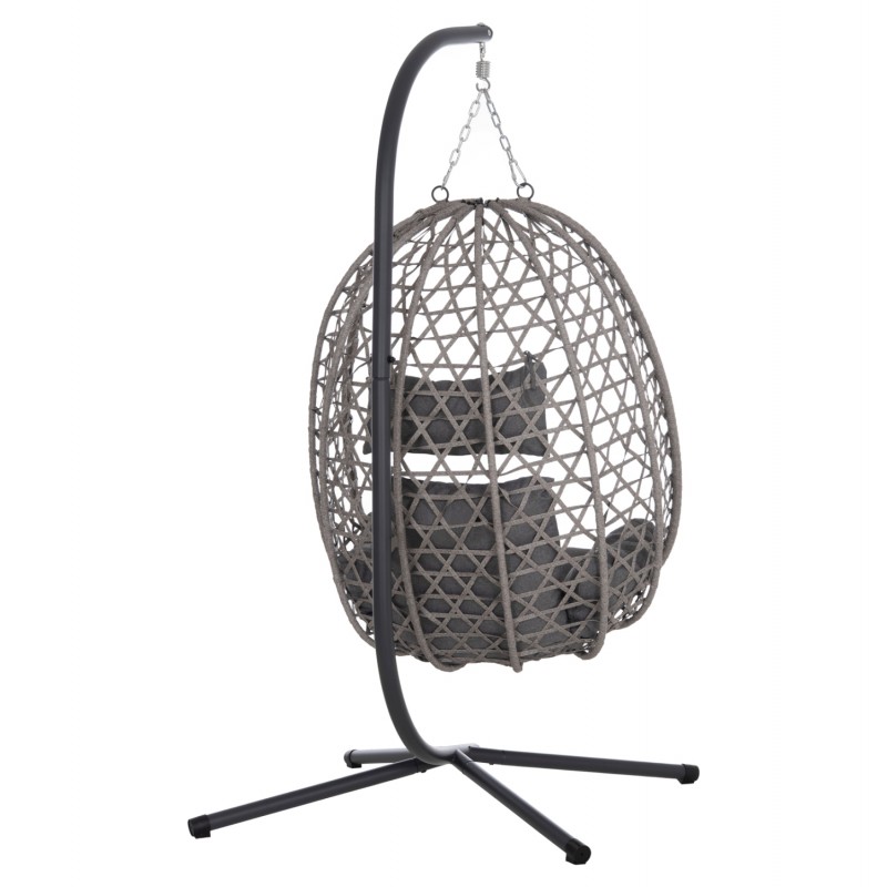 ΚΡΕΜΑΣΤΗ ΦΩΛΙΑ NESTA HM6468.01 ΓΚΡΙ ΜΕΤΑΛΛΟ & P.E.RATTAN 100x100x190Υεκ.