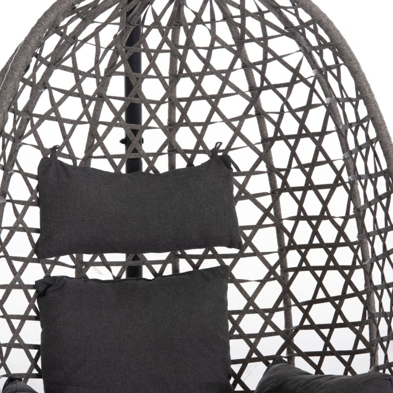 ΚΡΕΜΑΣΤΗ ΦΩΛΙΑ NESTA HM6468.01 ΓΚΡΙ ΜΕΤΑΛΛΟ & P.E.RATTAN 100x100x190Υεκ.