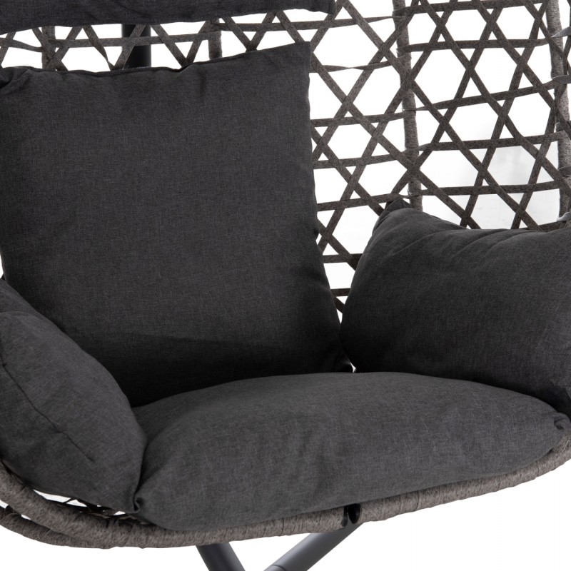 ΚΡΕΜΑΣΤΗ ΦΩΛΙΑ NESTA HM6468.01 ΓΚΡΙ ΜΕΤΑΛΛΟ & P.E.RATTAN 100x100x190Υεκ.