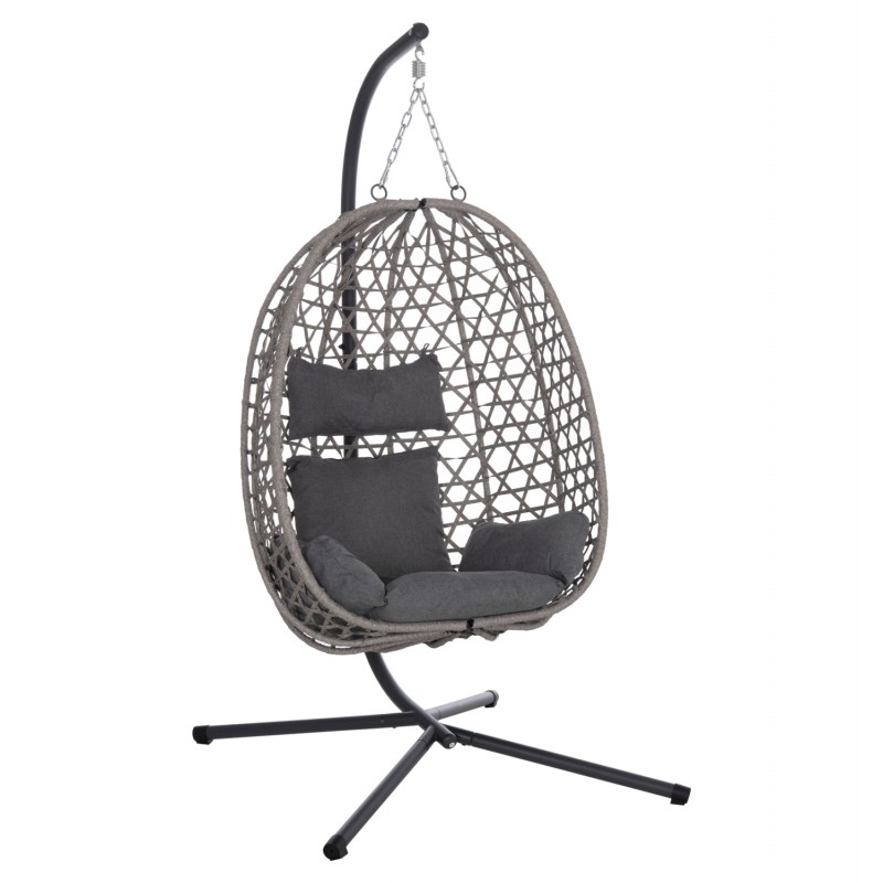 ΚΡΕΜΑΣΤΗ ΦΩΛΙΑ NESTA HM6468.01 ΓΚΡΙ ΜΕΤΑΛΛΟ & P.E.RATTAN 100x100x190Υεκ.