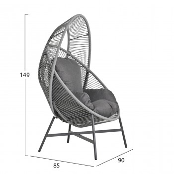ΠΟΛΥΘΡΟΝΑ-ΦΩΛΙΑ RULER HM6506.01 ΓΚΡΙ ΜΕΤΑΛΛΟ-P.E.RATTAN-ΜΑΞΙΛΑΡΙΑ 90x85x149Υεκ