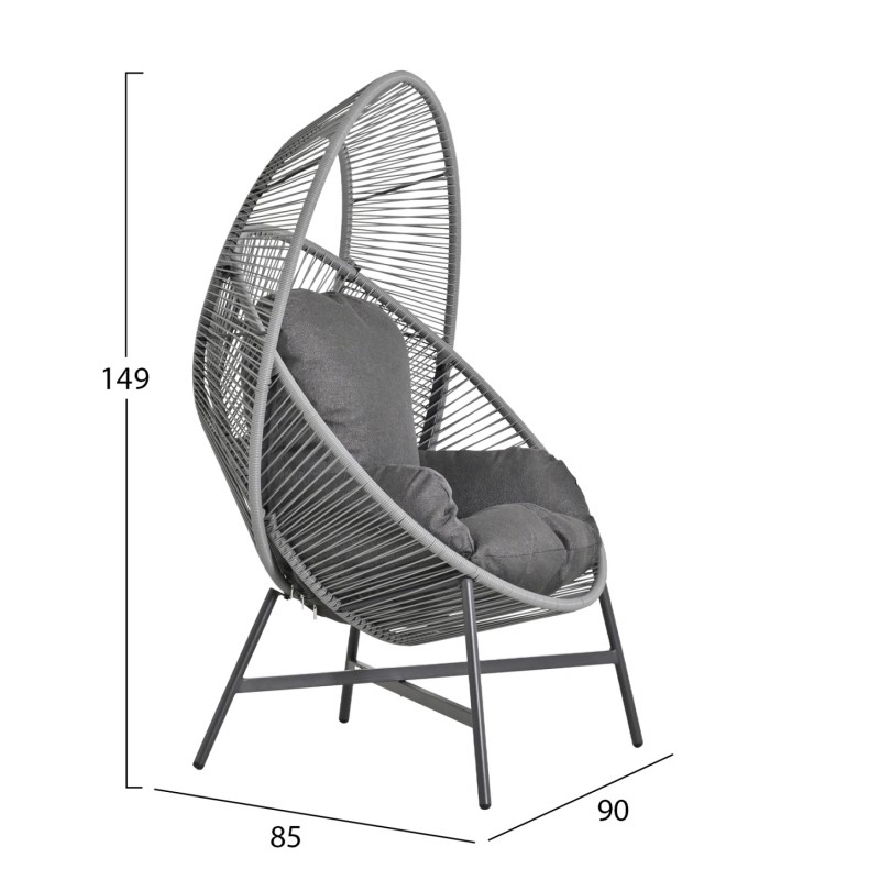 ΠΟΛΥΘΡΟΝΑ-ΦΩΛΙΑ RULER HM6506.01 ΓΚΡΙ ΜΕΤΑΛΛΟ-P.E.RATTAN-ΜΑΞΙΛΑΡΙΑ 90x85x149Υεκ
