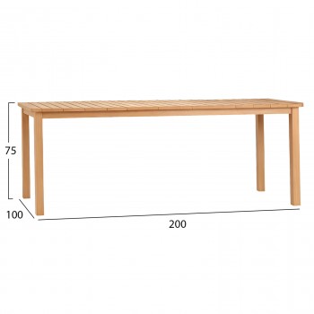 ΤΡΑΠΕΖΙ ΟΡΘΟΓΩΝΙΟ FINTO HM6616 ΞΥΛΟ TEAK--ΦΥΣΙΚΟ 200x100x75Υεκ.
