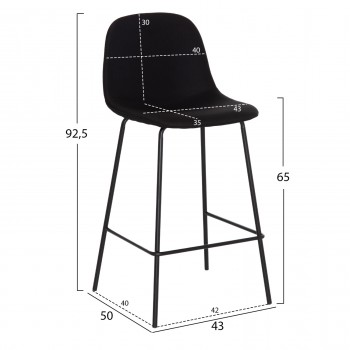 ΣΚΑΜΠΟ ΜΠΑΡ VINCENT HM9298.24 ΜΕΣΑΙΟΥ ΥΨΟΥΣ-ΜΑΥΡΟ ΥΦΑΣΜΑ-ΜΕΤΑΛΛΙΚΑ ΠΟΔΙΑ 43x50x92,5Υεκ