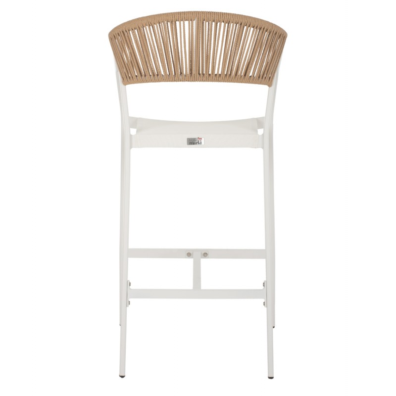 ΣΚΑΜΠΟ ΑΛΟΥΜΙΝΙΟΥ MIRI ΛΕΥΚΟ ΜΕ ΜΠΡΑΤΣΑ RATTAN & TEXTLINE 56x58x105Yεκ. HM5892.22