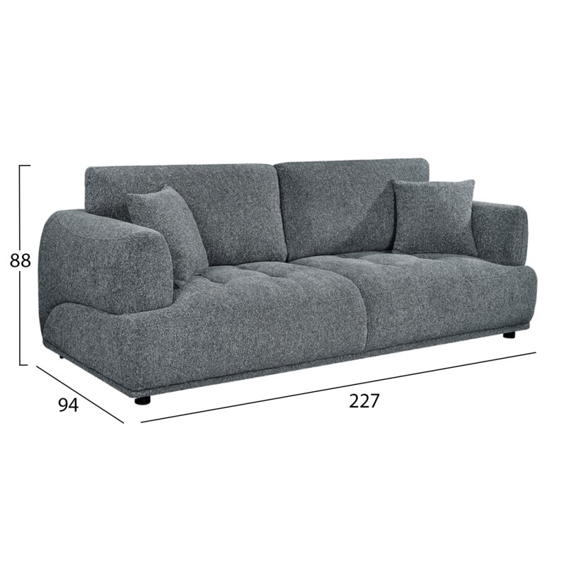 ΚΑΝΑΠΕΣ 3-ΘΕΣΙΟΣ STRUCTO HM3329.01 ΓΚΡΙ ΥΦΑΣΜΑ 227x94x88Υεκ.