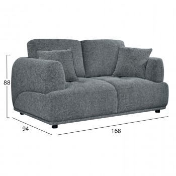ΚΑΝΑΠΕΣ 2-ΘΕΣΙΟΣ STRUCTO HM3330.01 ΓΚΡΙ ΥΦΑΣΜΑ 168x94x88Υεκ.