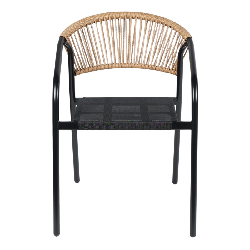 ΠΟΛΥΘΡΟΝΑ HOMAN HM6430.03 ΜΑΥΡΟ ΜΕΤΑΛΛΟ & TEXTILENE--ΜΠΕΖ P.E.RATTAN 53,5x62x75Υεκ