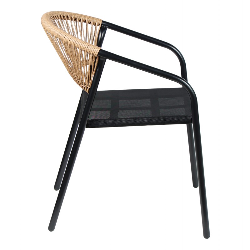 ΠΟΛΥΘΡΟΝΑ HOMAN HM6430.03 ΜΑΥΡΟ ΜΕΤΑΛΛΟ & TEXTILENE--ΜΠΕΖ P.E.RATTAN 53,5x62x75Υεκ