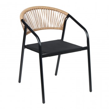 ΠΟΛΥΘΡΟΝΑ HOMAN HM6430.03 ΜΑΥΡΟ ΜΕΤΑΛΛΟ & TEXTILENE--ΜΠΕΖ P.E.RATTAN 53,5x62x75Υεκ