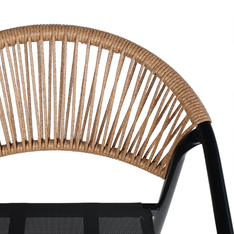 ΠΟΛΥΘΡΟΝΑ HOMAN HM6430.03 ΜΑΥΡΟ ΜΕΤΑΛΛΟ & TEXTILENE--ΜΠΕΖ P.E.RATTAN 53,5x62x75Υεκ