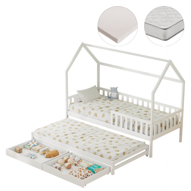 ΠΑΙΔΙΚΟ ΚΡΕΒΑΤΙ ΜΕ ΣΤΡΩΜΑΤΑ & ΣΥΡΤΑΡΙΑ PHYLLIS HM21323 ΞΥΛΟ ΠΕΥΚΟΥ ΛΕΥΚΟ 206x97x166Υεκ