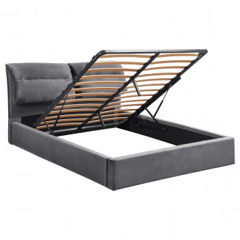 ΚΡΕΒΑΤΙ ΔΙΠΛΟ & ΣΤΡΩΜΑ KENDRA HM10720.01 ΓΚΡΙ ΒΕΛΟΥΔΟ ΜΕ ΑΠΟΘ.ΧΩΡΟ--ΓΙΑ 160x200εκ