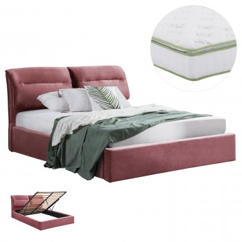 ΚΡΕΒΑΤΙ ΔΙΠΛΟ & ΣΤΡΩΜΑ KENDRA HM10830.02 ΣΑΠΙΟ ΜΗΛΟ ΒΕΛΟΥΔΟ--ΑΠΟΘ.ΧΩΡΟΣ--160x200εκ