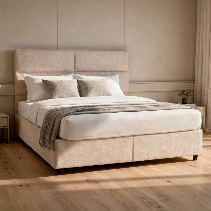 ΚΡΕΒΑΤΙ MILO ΔΙΠΛΟ ΜΕ ΑΠΟΘΗΚΕΥΤΙΚΟ ΧΩΡΟ HM622.32 ΜΠΕΖ ΥΦΑΣΜΑ-- ΓΙΑ ΣΤΡΩΜΑ 160x200εκ