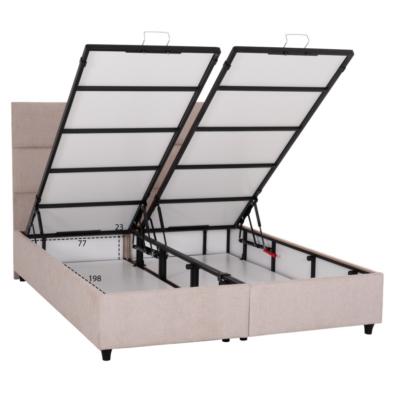 ΚΡΕΒΑΤΙ MILO ΔΙΠΛΟ ΜΕ ΑΠΟΘΗΚΕΥΤΙΚΟ ΧΩΡΟ HM622.32 ΜΠΕΖ ΥΦΑΣΜΑ-- ΓΙΑ ΣΤΡΩΜΑ 160x200εκ