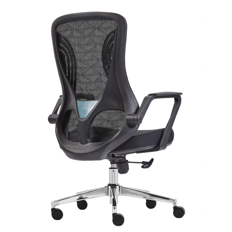ΚΑΡΕΚΛΑ ΓΡΑΦΕΙΟΥ DECIFER HM1212.01 ΜΑΥΡO MESH-ΒΑΣΗ ΧΡΩΜΙΟΥ 61x60x110Υεκ.