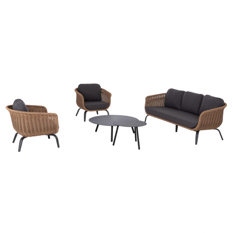 ΣΕΤ ΣΑΛΟΝΙ 5ΤΜΧ STERN HM6555.01 ΓΚΡΙ ΑΛΟΥΜΙΝΙΟ & OLEFIN--TWIST WICKER ΣΕ ΦΥΣΙΚΟ