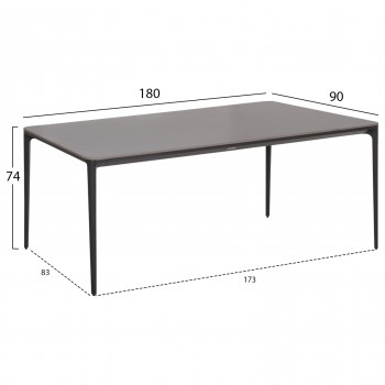 ΤΡΑΠΕΖΙ ΤΡΑΠΕΖΑΡΙΑΣ STAD HM6557.01 ΓΚΡΙ ΑΛΟΥΜΙΝΙΟ & SINTERED STONE TOP 180x90x74Υεκ