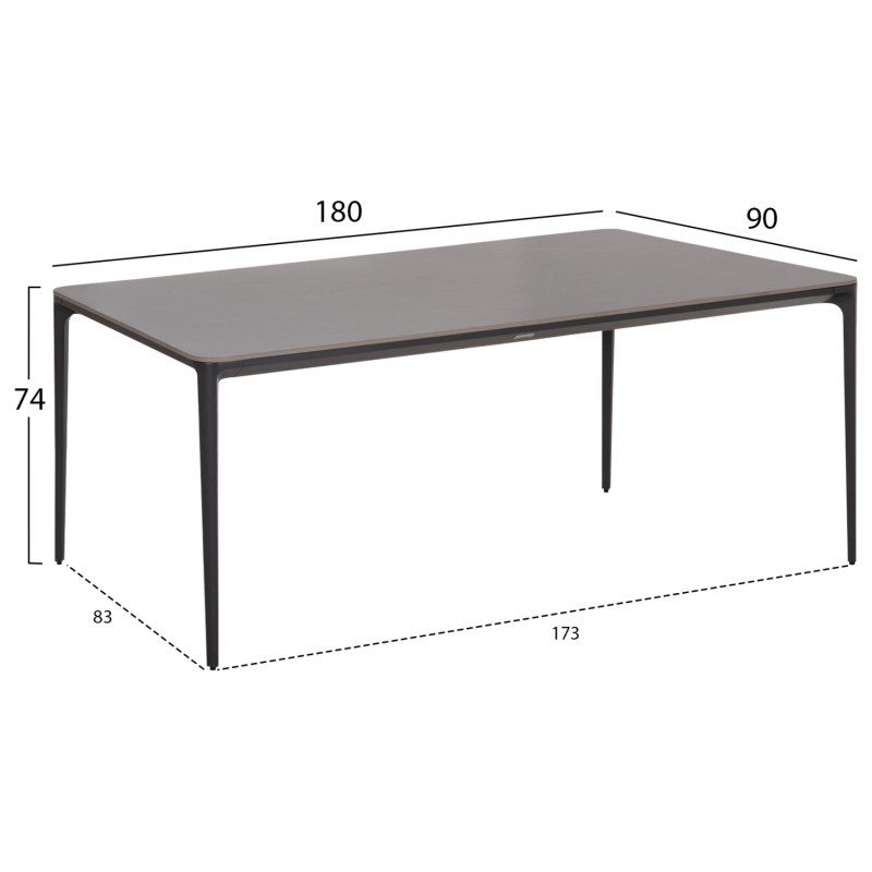 ΤΡΑΠΕΖΙ ΤΡΑΠΕΖΑΡΙΑΣ STAD HM6557.01 ΓΚΡΙ ΑΛΟΥΜΙΝΙΟ & SINTERED STONE TOP 180x90x74Υεκ