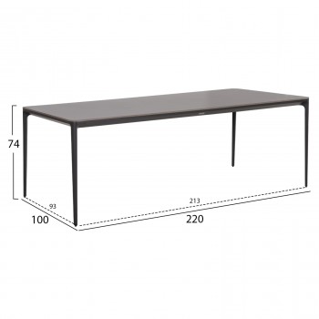 ΤΡΑΠΕΖΙ ΤΡΑΠΕΖΑΡΙΑΣ STAD HM6558.01 ΓΚΡΙ ΑΛΟΥΜΙΝΙΟ & SINTERED STONE TOP 220x100x75Υεκ