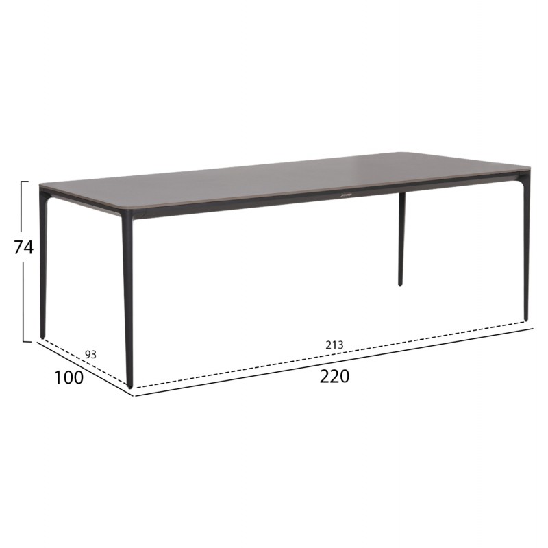 ΤΡΑΠΕΖΙ ΤΡΑΠΕΖΑΡΙΑΣ STAD HM6558.01 ΓΚΡΙ ΑΛΟΥΜΙΝΙΟ & SINTERED STONE TOP 220x100x75Υεκ